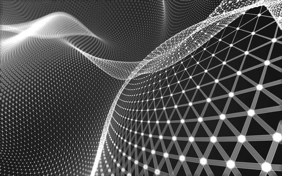 Abstract polygonal space low poly dark background with connecting dots and lines. Connection structure. 3d rendering