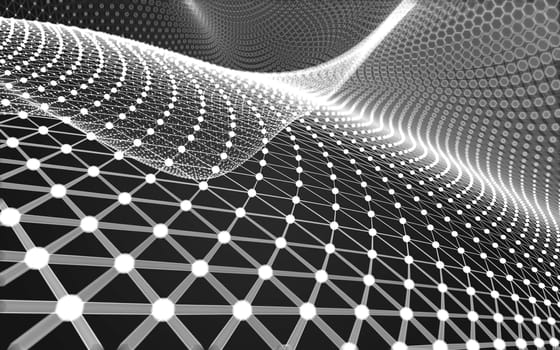 Abstract polygonal space low poly dark background with connecting dots and lines. Connection structure. 3d rendering