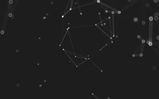 Abstract polygonal space low poly dark background with connecting dots and lines. Connection structure. 3d rendering