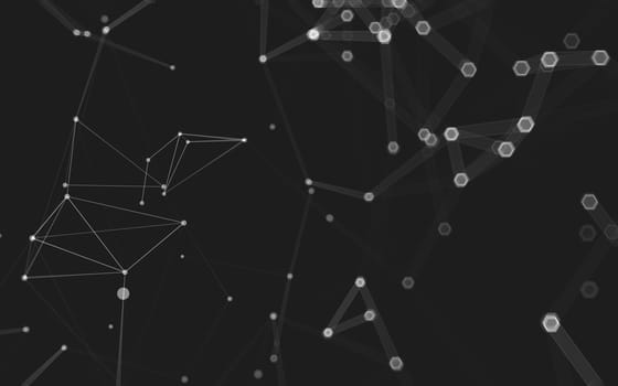 Abstract polygonal space low poly dark background with connecting dots and lines. Connection structure. 3d rendering