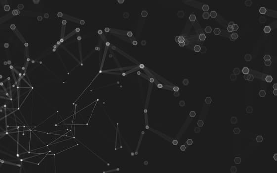 Abstract polygonal space low poly dark background with connecting dots and lines. Connection structure. 3d rendering