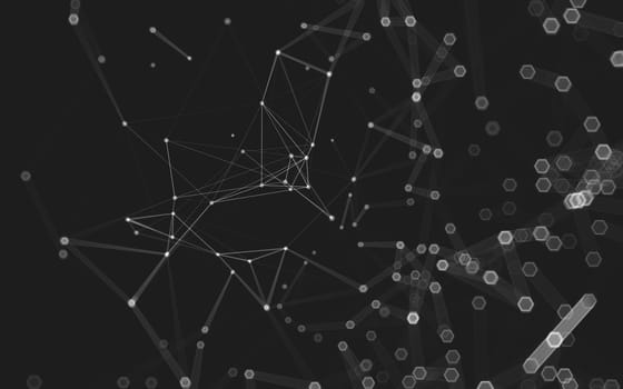 Abstract polygonal space low poly dark background with connecting dots and lines. Connection structure. 3d rendering