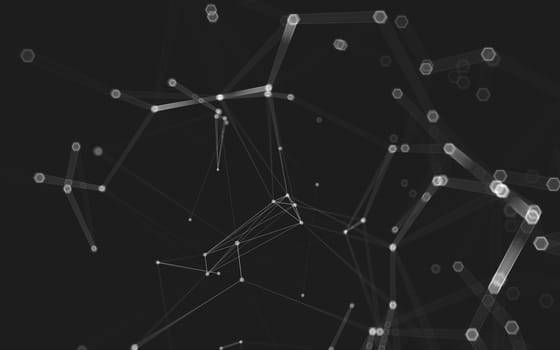 Abstract polygonal space low poly dark background with connecting dots and lines. Connection structure. 3d rendering