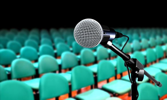 Microphone in auditorium  during seminar presentation