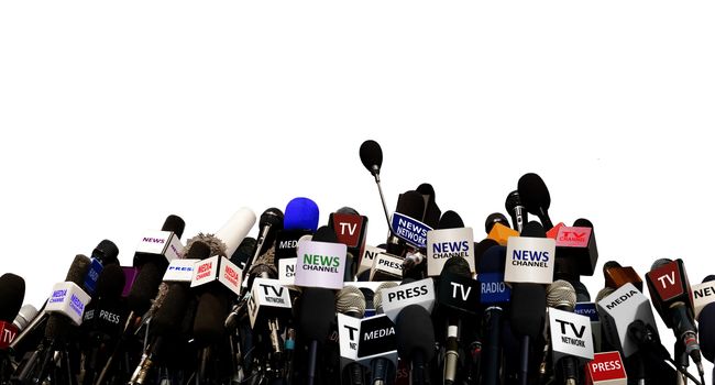 Microphones during press conference