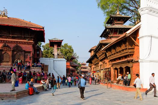 KATHMANDU, NEPAL - CIRCA APRIL 2013: Kathmandu Durbar Square is a UNESCO World Heritage Site. Several buildings collapsed during the 2015 Nepal earthquake.