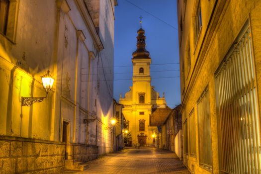 St. Jacob or Franciscan Church by night, Trnava, Slovakia