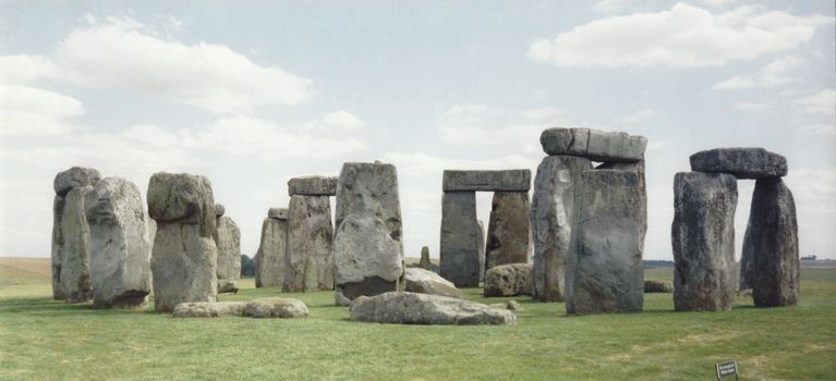 Historic Stonehenge image taken in 1991.  Ancient site of mystery and legend continues to evoke and attract.  