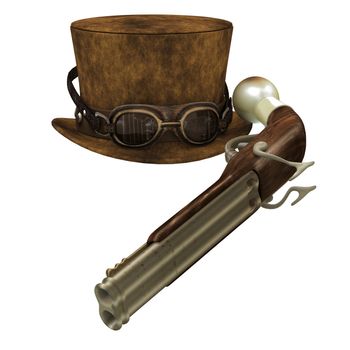 A Steampunk collection of various items representing the subculture of cyberpunk.