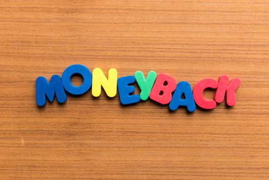 moneyback colorful word on the wooden background