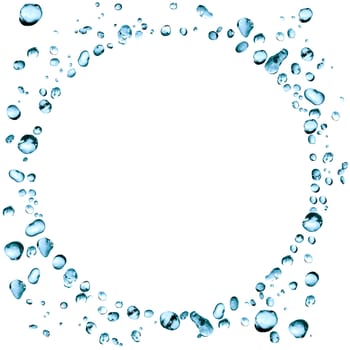 Abstract blue water drops ring on white background
