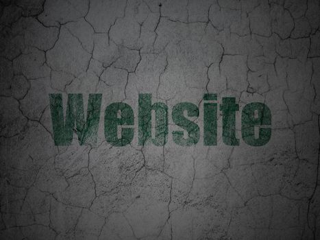 Web design concept: Green Website on grunge textured concrete wall background