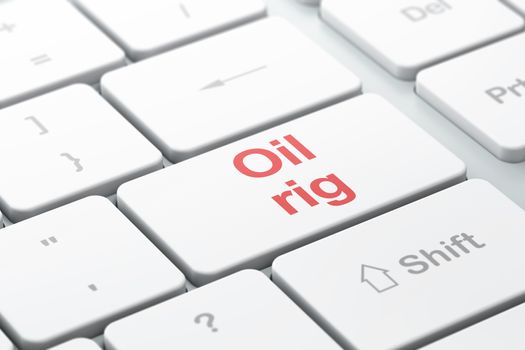 Industry concept: computer keyboard with word Oil Rig, selected focus on enter button background, 3D rendering