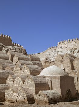 Medieval cemetery around the Pahlavon Mahmud Mausoleum in Khiva, Uzbekistan