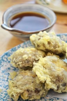 Japanese tempura with fresh mushroom deep fried