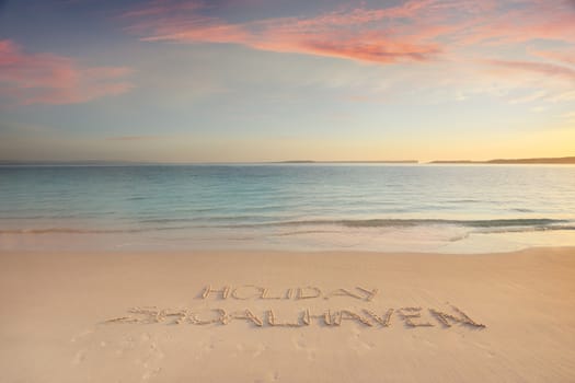 Holiday Shoalhaven on a beach in Jervis Bay, south coast of NSW Australia