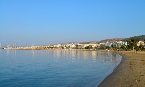 Rethymno city Crete Greece seashore panorama view
