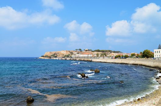 Rethymno city Crete Greece seashore panorama view