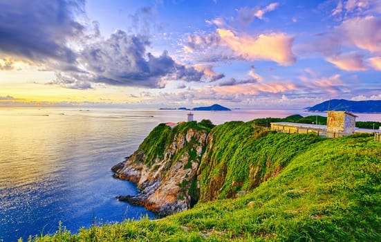 Beautiful lighthouse  landscape in sunrise moment , Hong Kong Hok Tsui Cape D'Aguilar 