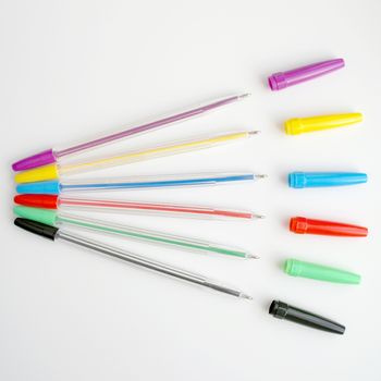 Collection of ball-point pen over white