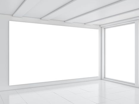 Empty white room, minimalism style. 3D illustration