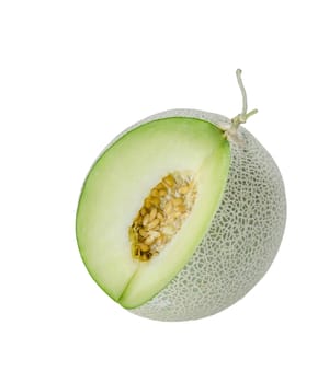 shopped green melon isolated on white background