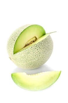 shopped green melon isolated on white background