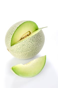 shopped green melon isolated on white background