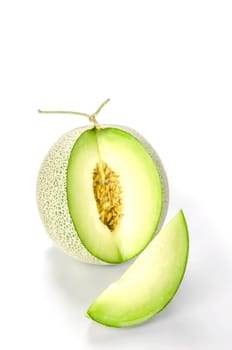 shopped green melon isolated on white background