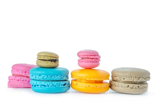 Colorful macaroons collection set on a white background