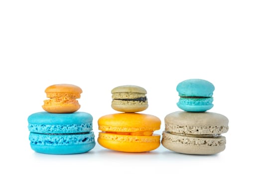 Colorful macaroons collection set on a white background