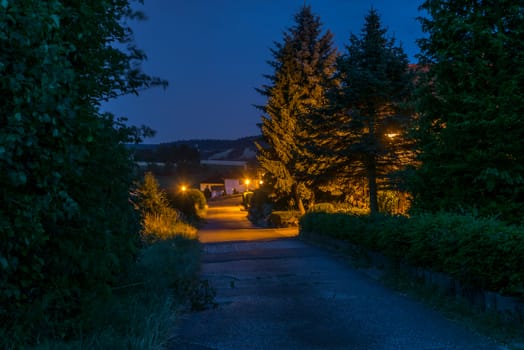 Country lane in Bargen Germany at night
