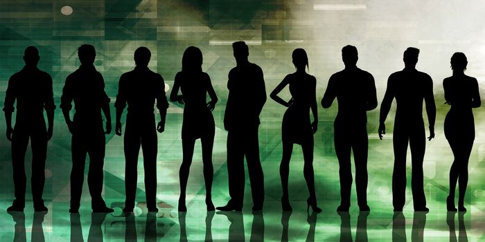 Business Executives Standing Against the Background as Art