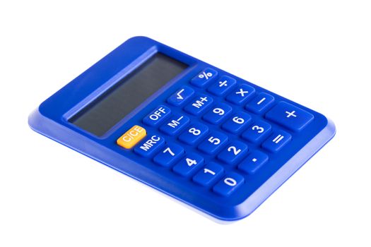 Blue the calculator isolated on white background