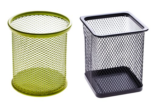 basket for pencils on a white background isolated 