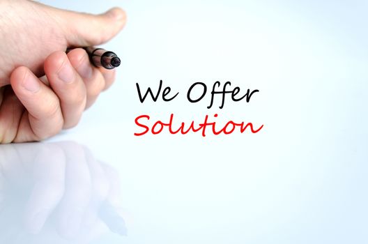 We offer solution text concept isolated over white background