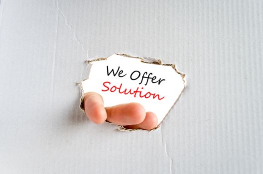 We offer solution text concept isolated over white background