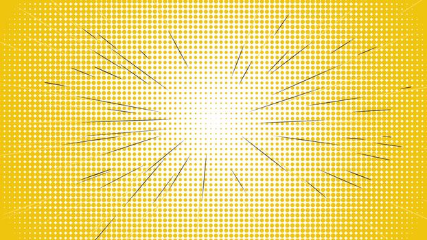 Comic speed radial on yellow dotted background