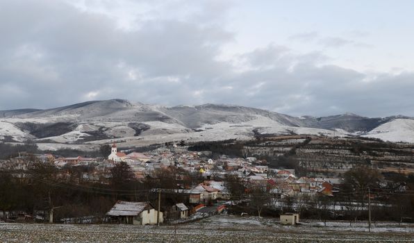 domasnea village romania winter mountains and architecture