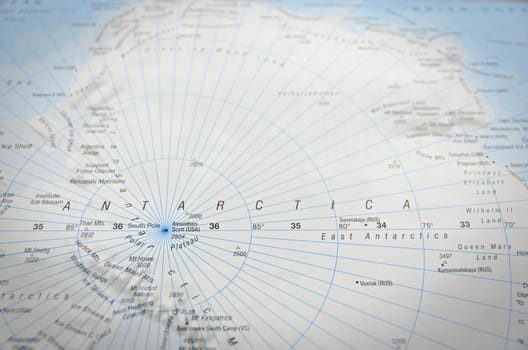 Antarctica in close up on the map. Focus on the name of country.



