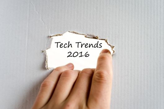 Tech trends 2016 text concept isolated over white background