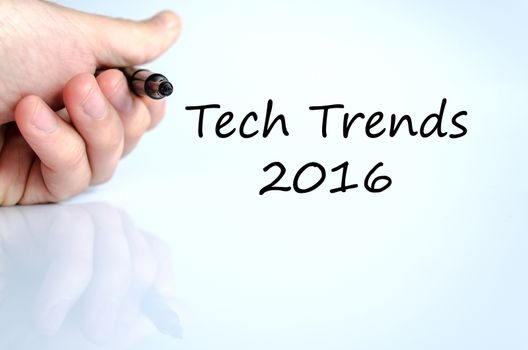 Tech trends 2016 text concept isolated over white background