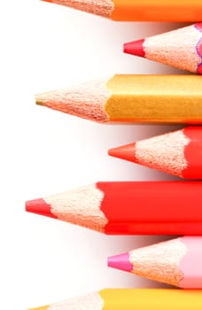 colored pencils close-up while lying in a row