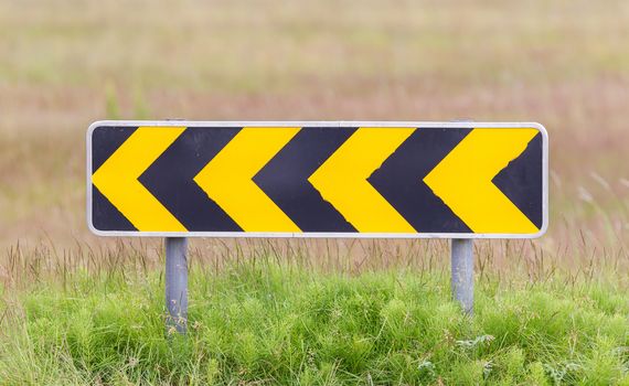 Sign color traffic - Sign in the south of Iceland