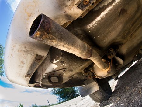 Car showing it's tail pipe a possible source of car emissions