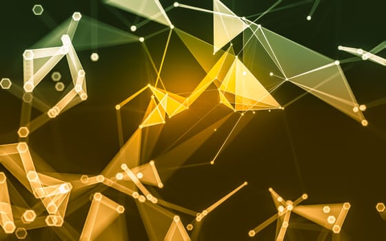 Abstract polygonal space low poly dark background with connecting dots and lines. Connection structure. 3d rendering