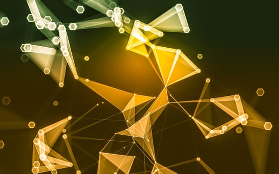 Abstract polygonal space low poly dark background with connecting dots and lines. Connection structure. 3d rendering