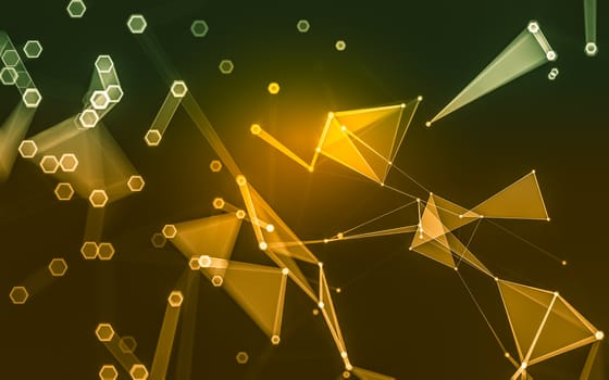 Abstract polygonal space low poly dark background with connecting dots and lines. Connection structure. 3d rendering