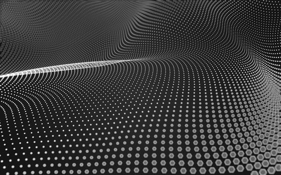 Abstract polygonal space low poly dark background with connecting dots and lines. Connection structure. 3d rendering