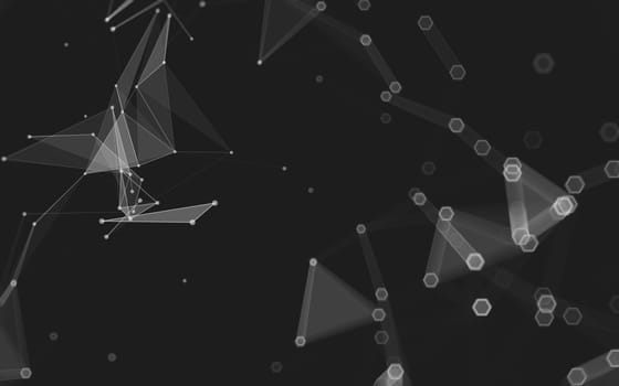 Abstract polygonal space low poly dark background with connecting dots and lines. Connection structure. 3d rendering